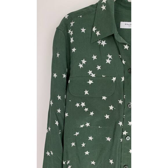 Equipment Womens Slim Signature Shirt Cilantro Nature White Stars Size XXS NWT - Picture 7 of 13